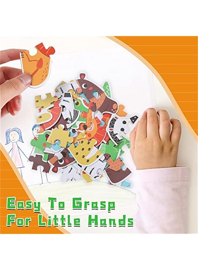 6 Packs Wooden Jigsaw Puzzles for Toddlers, Wildlife Animals Shaped Puzzles for Beginners Ages 1-3, Montessori Learning Toys Preschool Educational Activity for Kids Ages 2-5 - Image 5
